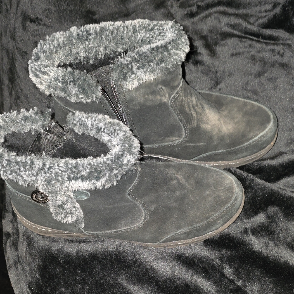 Winter Faux Fur Lined Black Ankle Boots